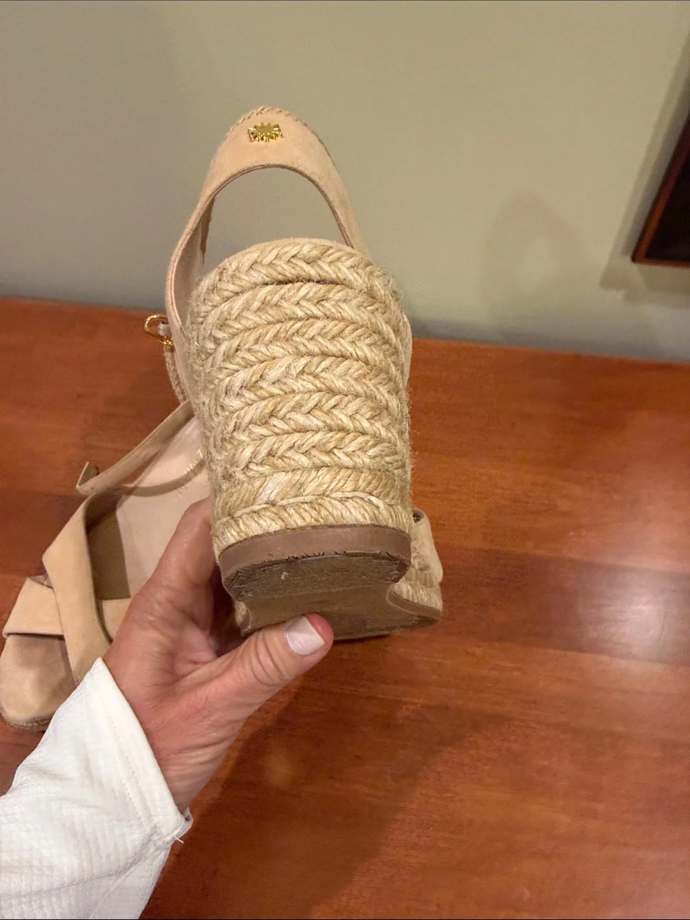 Stuart Weitzman Suede Espadrille Wedge Sandals in Beige EU 40 size 9.5